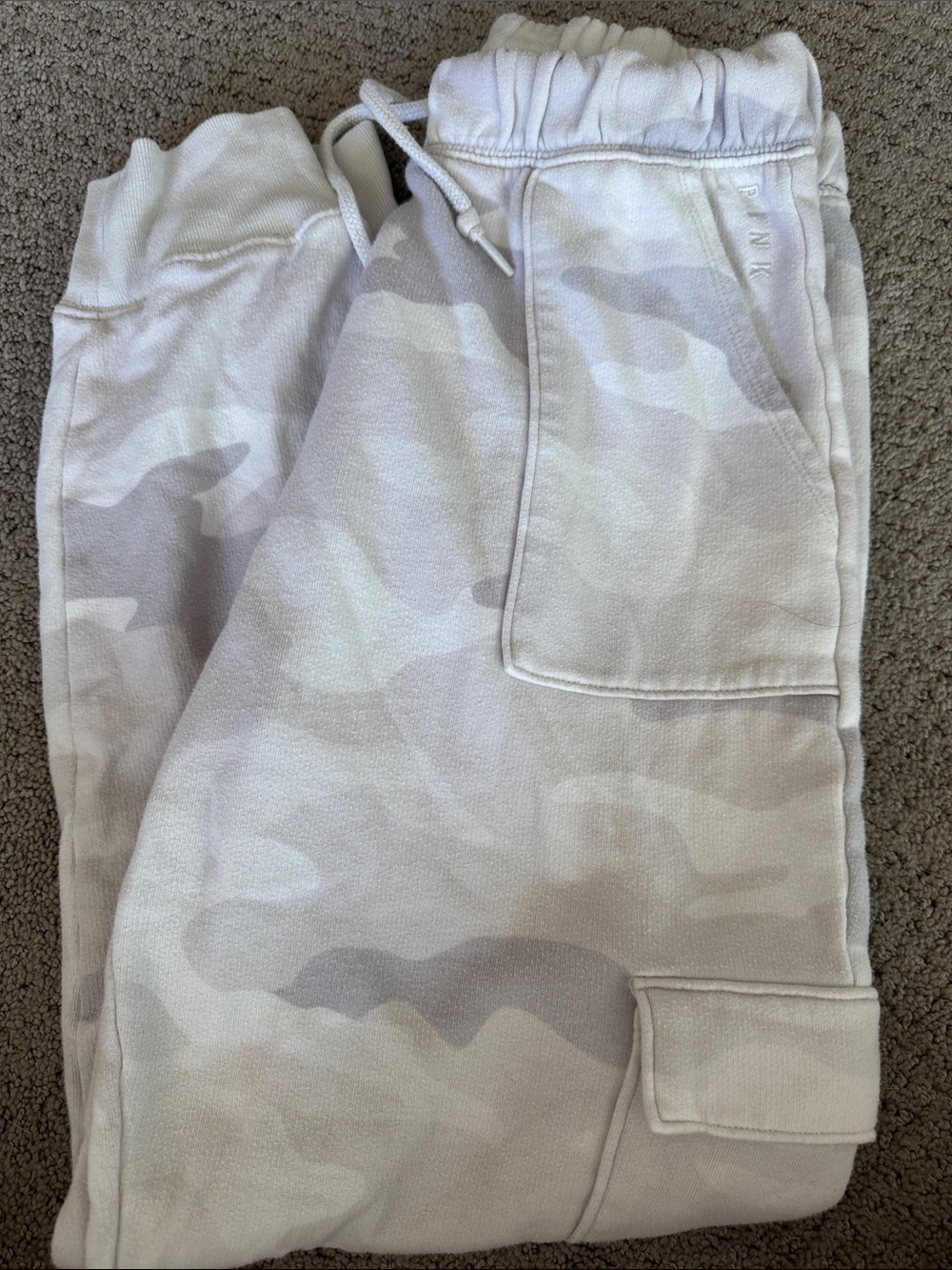 Victoria’s Secret Pink: Light Gray Camo cotton  Cargo Jogger Sweatpants - Picture 3 of 4